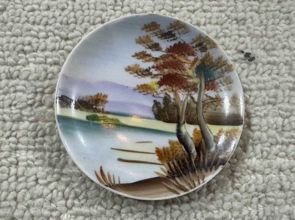 Ucagco Hand Painted Plate Japan Decorative 4” Inch River Landscape Vintage